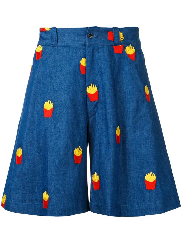Mikio Sakabe French Fries Shorts, Adult Unisex, Size: Large, Blue, Cotton