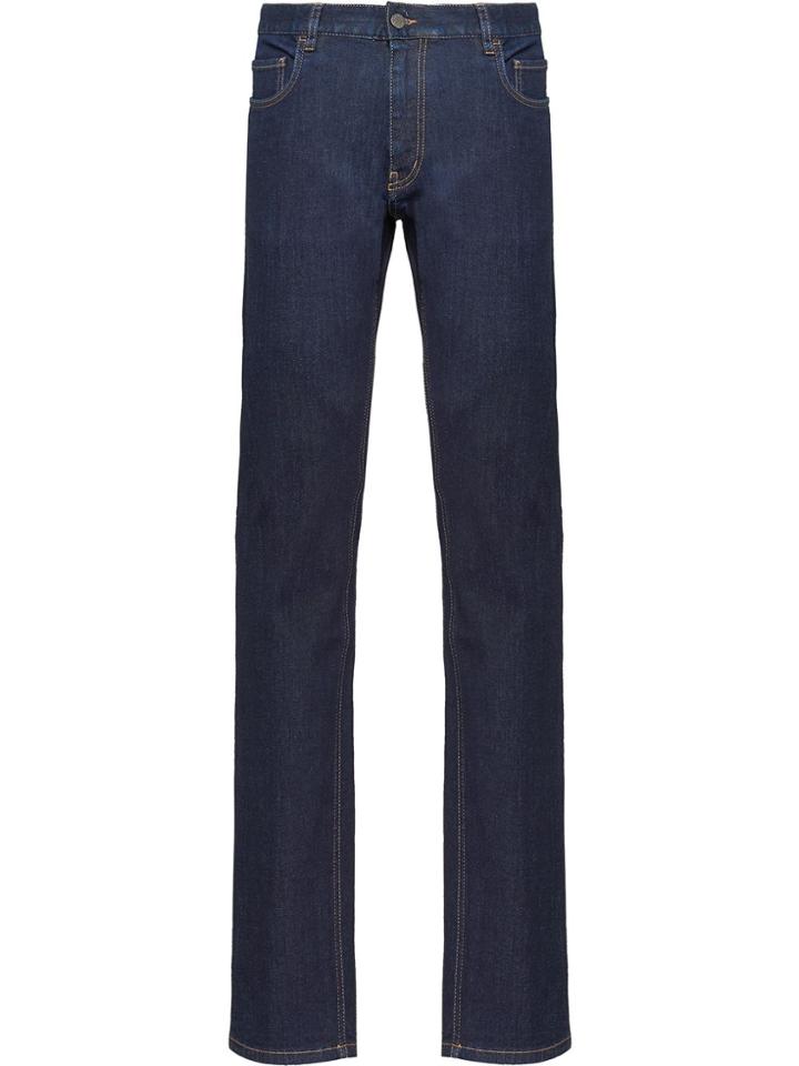 Prada Washed Effect Straight Jeans - Blue