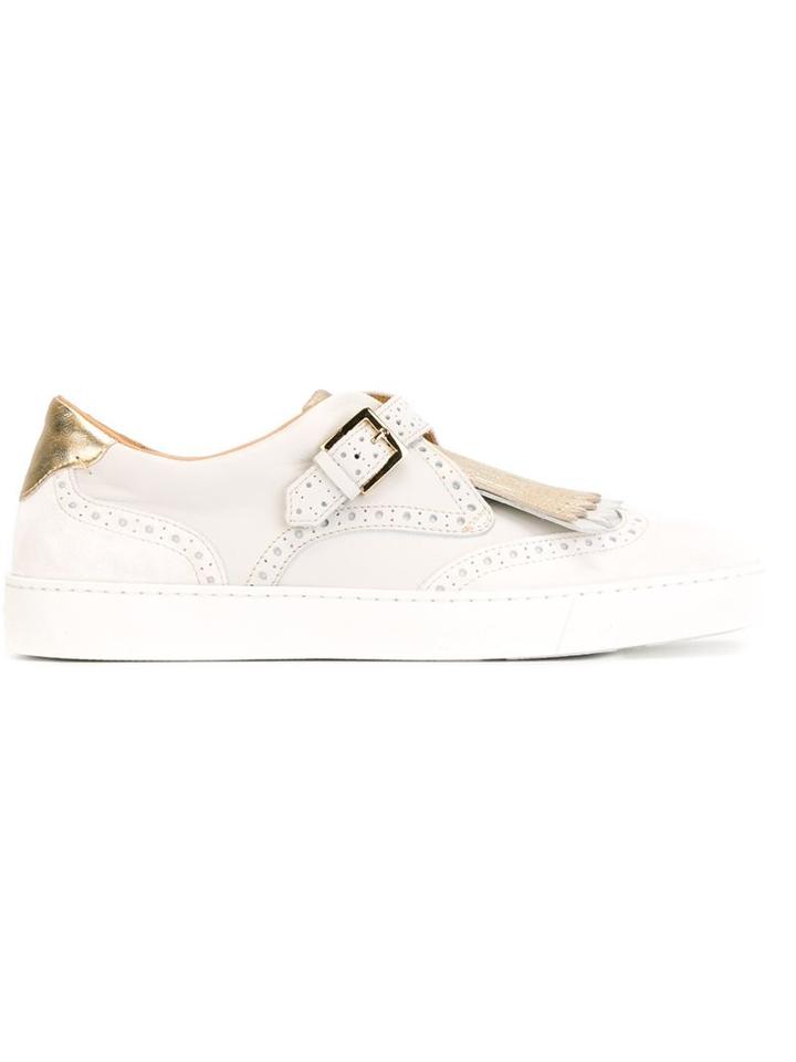 Santoni Fringed Buckled Sneakers