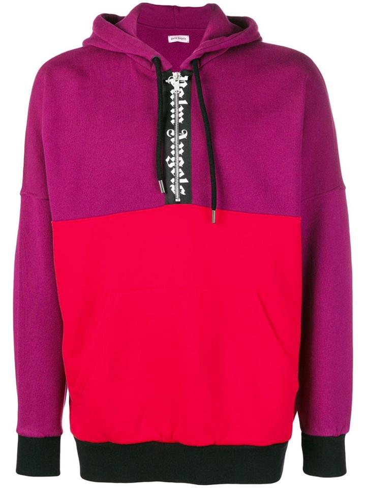Palm Angels Colour Block Hoodie - Pink & Purple