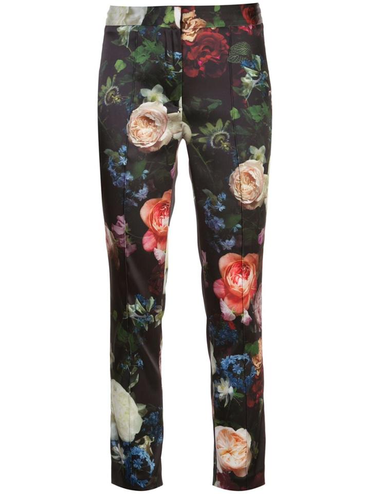Adam Lippes Slim Fit Floral Trousers - Black