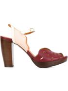 Chie Mihara Laser-cut Buckled Sandals, Women's, Size: 39, Red, Leather/rubber