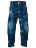 Dsquared2 Loose Micro-floral Embroidered Jeans - Blue