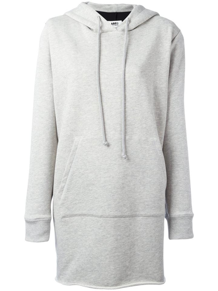 Mm6 Maison Margiela Contrast Back Sweatshirt Dress, Women's, Size: 38, Grey, Cotton/polyester/spandex/elastane