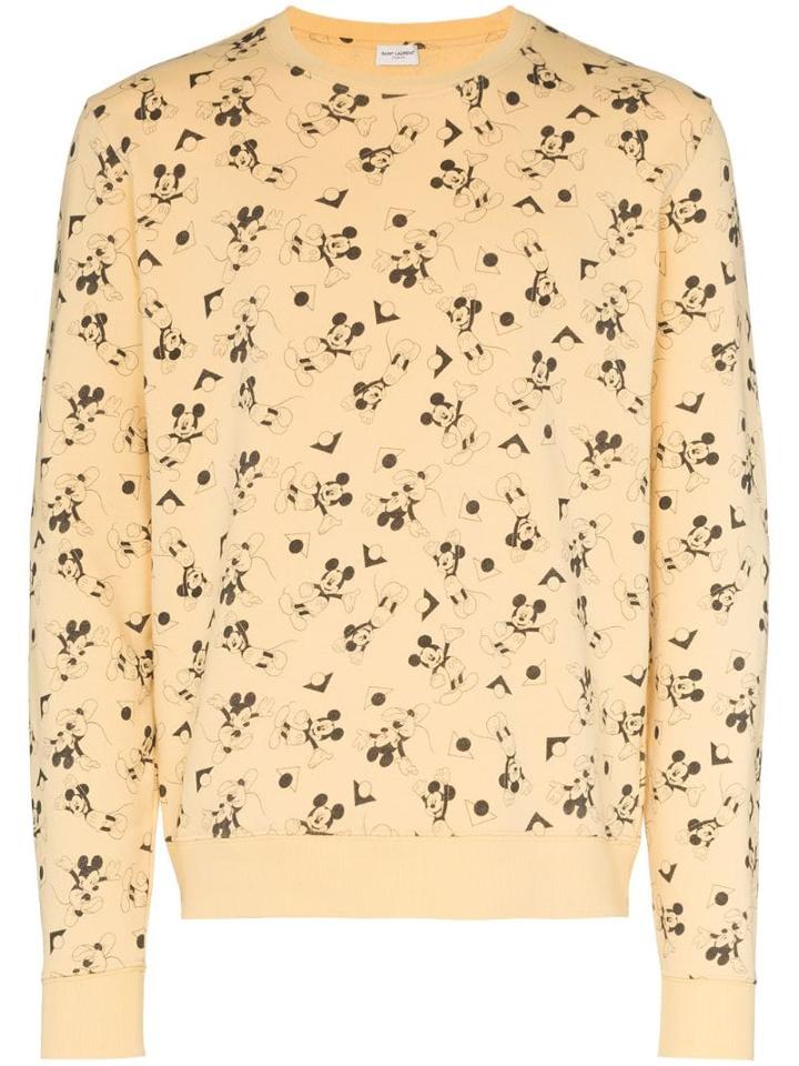 Saint Laurent Mickey Mouse Print Sweater - Yellow