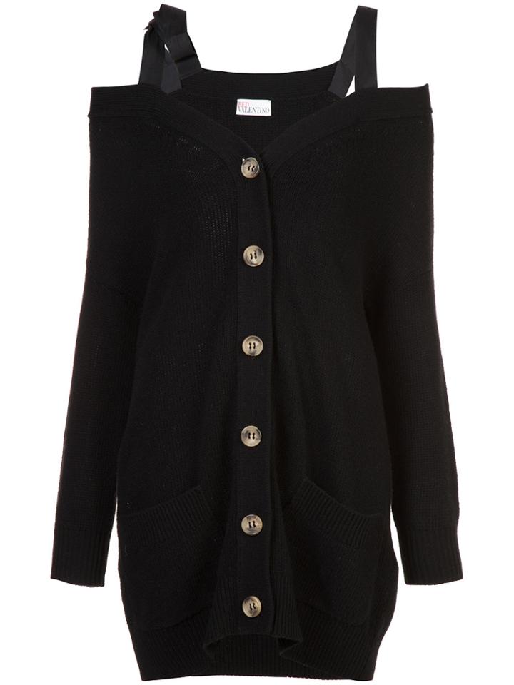 Red Valentino Ribbon Detail Cardigan - Black