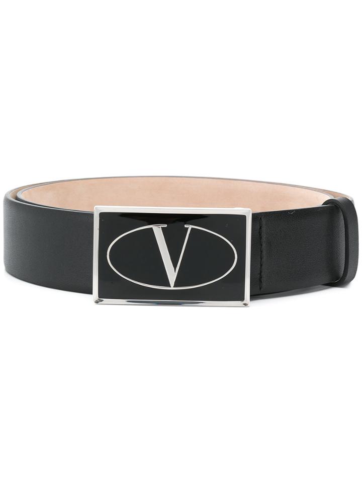 Valentino Logo Buckle Belt - Black