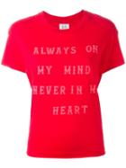 Zoe Karssen Always On My Mind Print T-shirt, Women's, Size: Small, Red, Cotton/modal