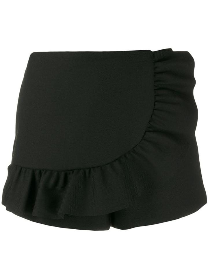 Red Valentino Ruffled Apron Shorts - Black
