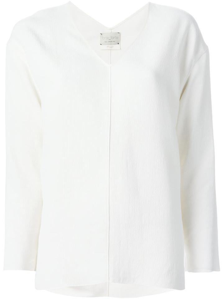 Forte Forte Textured Longsleeved Top, Women's, Size: 1, White, Cotton/viscose/virgin Wool