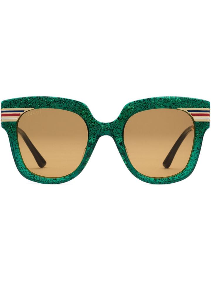 Gucci Eyewear Occhiali Da Sole Quadrati In Acetato Glitter - Green