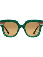 Gucci Eyewear Occhiali Da Sole Quadrati In Acetato Glitter - Green