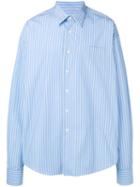 Ami Paris Oversized Long Sleeve Shirt With Chest Pocket - Blue