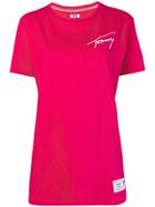 Tommy Jeans Logo Embroidered T-shirt - Pink & Purple