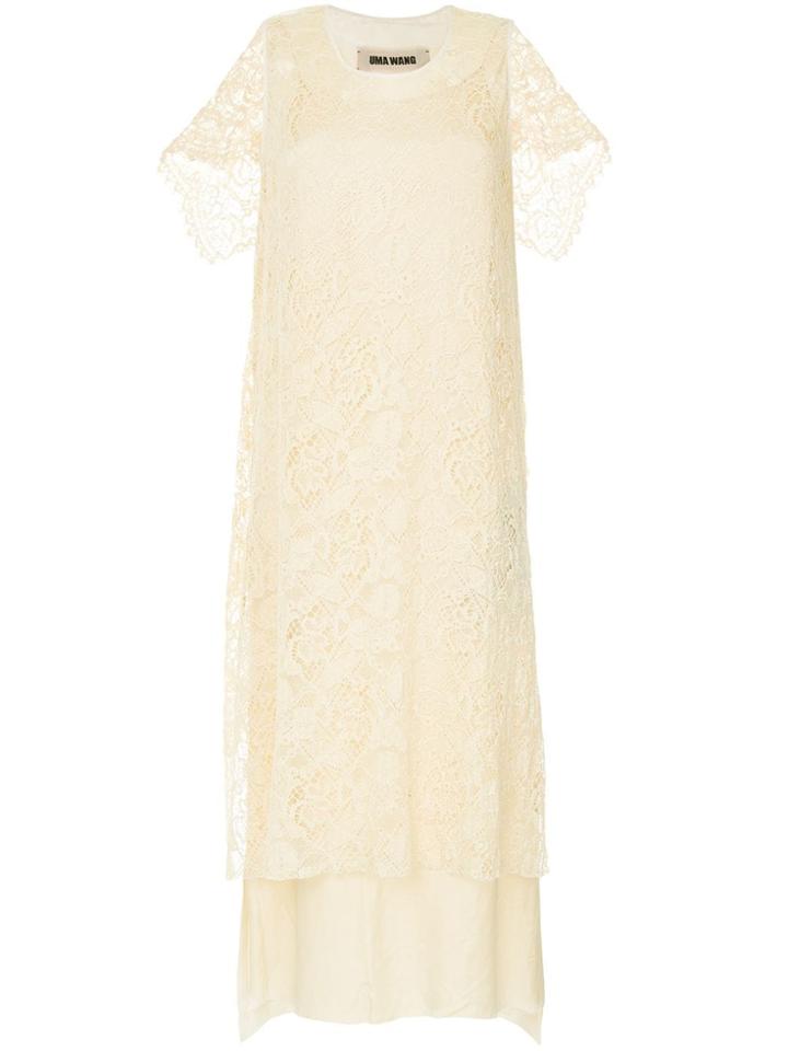 Uma Wang Lace Overlay Dress - White