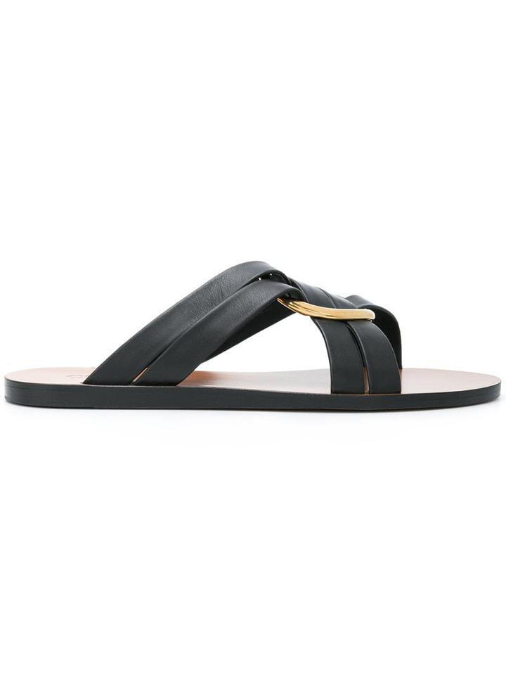 Chloé Ring Embellished Slippers - 001 - Black