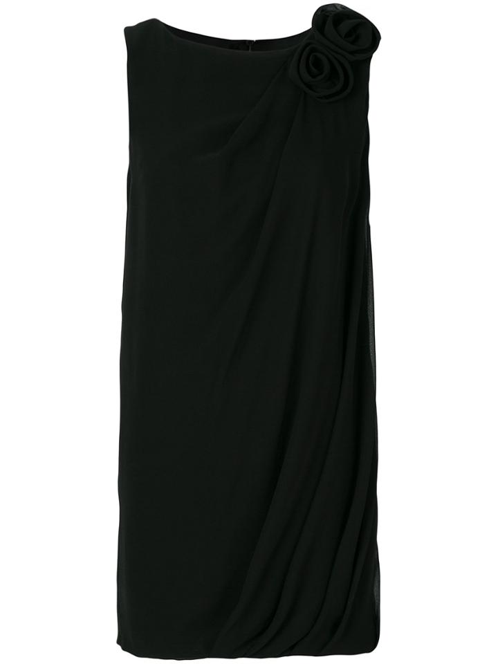 Lanvin Asymmetric Roses Draped Dress - Black