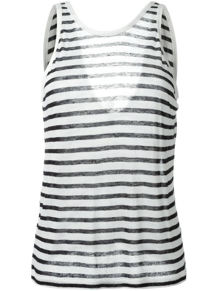 T By Alexander Wang Striped Tank Top, Women's, Size: Xs, Black, Linen/flax/rayon