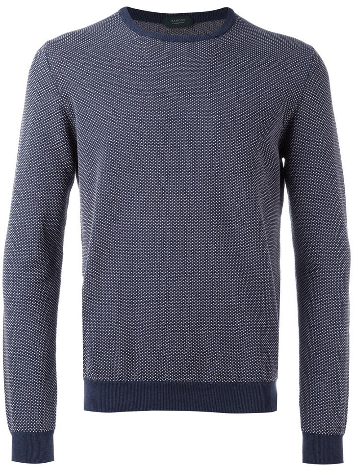 Zanone - Crew Neck Jumper - Men - Cotton - 52, Blue, Cotton