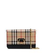 Burberry Black Mini Check Leather And Cotton Shoulder Bag - A1189