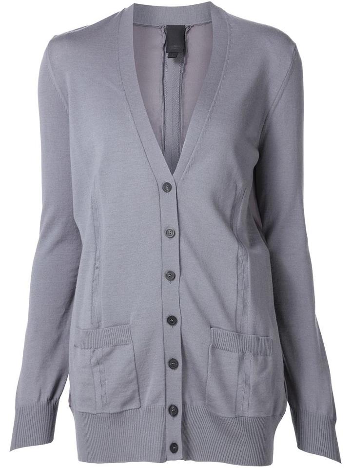 Vera Wang Habotai Back Cardigan, Women's, Size: 2, Grey, Silk/wool