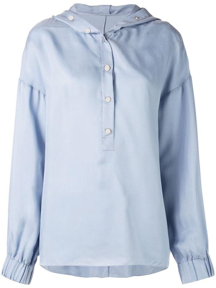 Tibi Cupro Scarf Hoodie Top - Blue