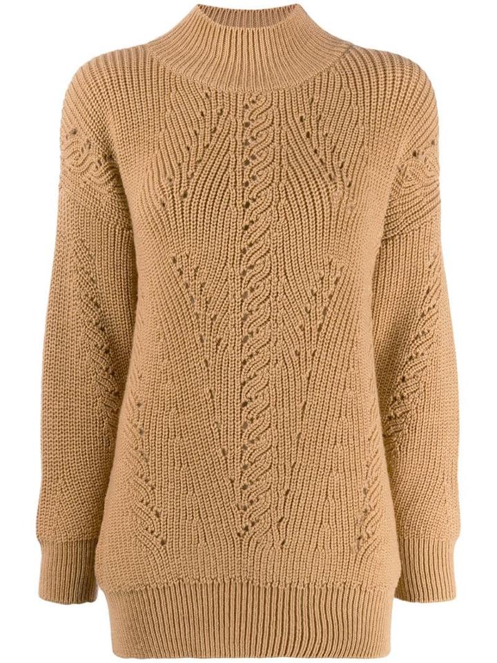 Alberta Ferretti Ribbed Neck Jumper - Brown