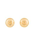 Chanel Vintage Chanel Cc Logos Button Earrings - Gold