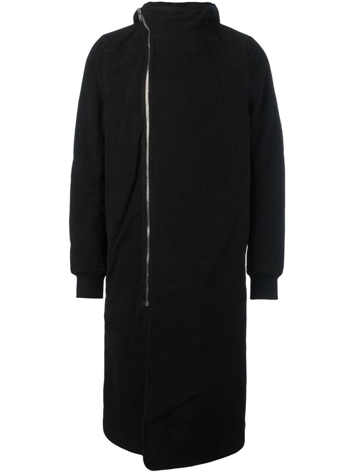 Rick Owens Drkshdw Zipped Hooded Coat, Men's, Size: Large, Black, Cotton/polyamide/polyester
