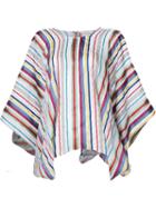 Maison Rabih Kayrouz Bat Sleeved Striped Drape Blouse