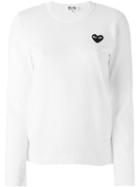 Comme Des Garçons Play Embroidered Heart Longsleeved T-shirt, Women's, Size: Large, White, Cotton