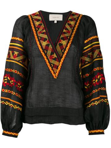 Sleeping Gypsy Embroidered Design Blouse - Black