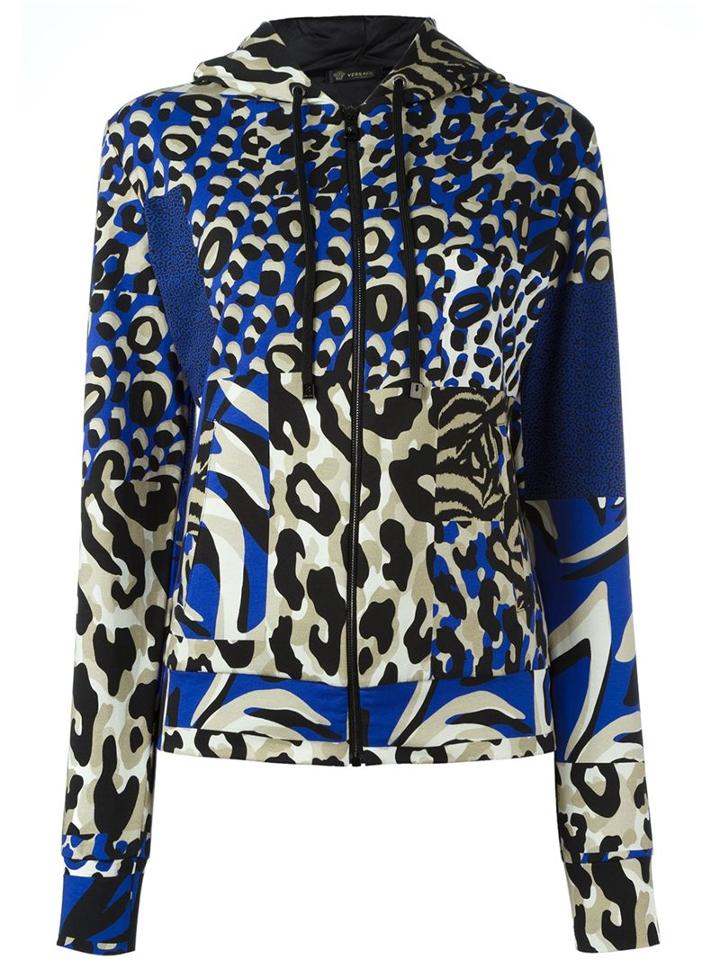 Versace 'wild Patch' Printed Hoodie, Women's, Size: 40, Blue,