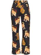 Kirin Haetae Print Boyfriend Jeans - Black