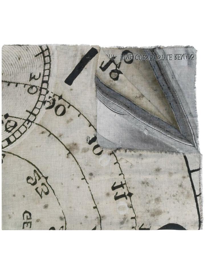 Faliero Sarti Time Print Scarf - Grey