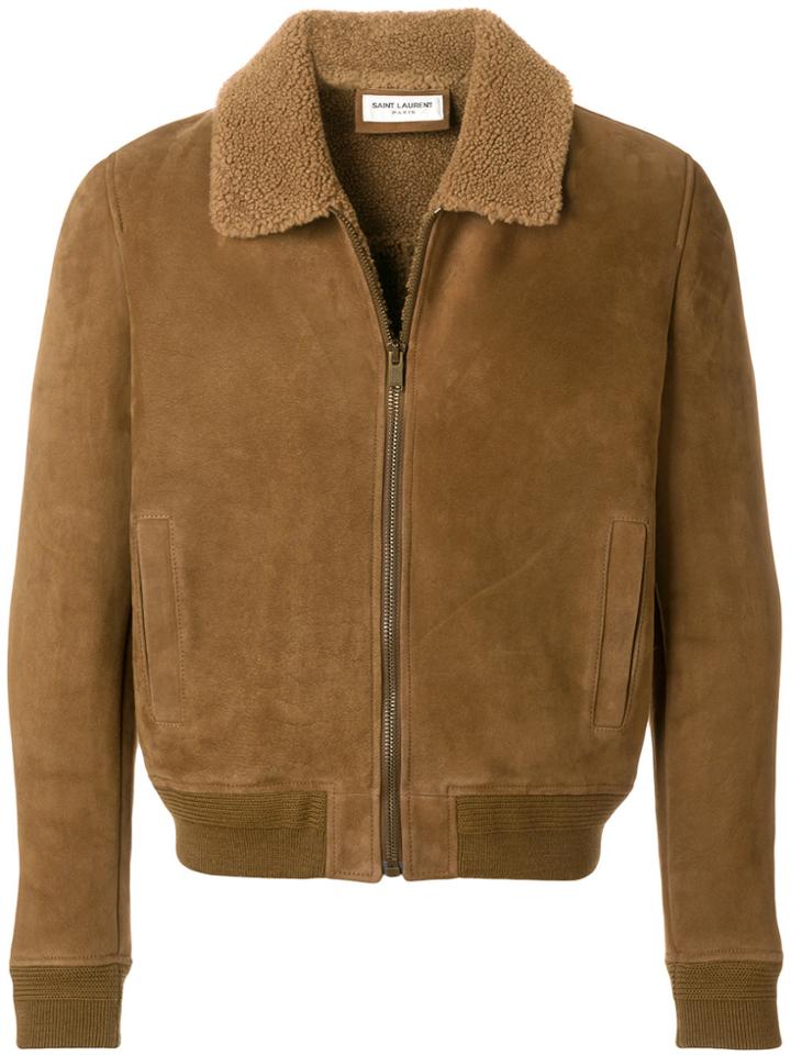 Saint Laurent Zipped Fitted Jacket - Brown