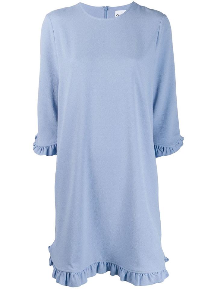 Ganni Ruffle Sleeve Shirt Dress - Blue