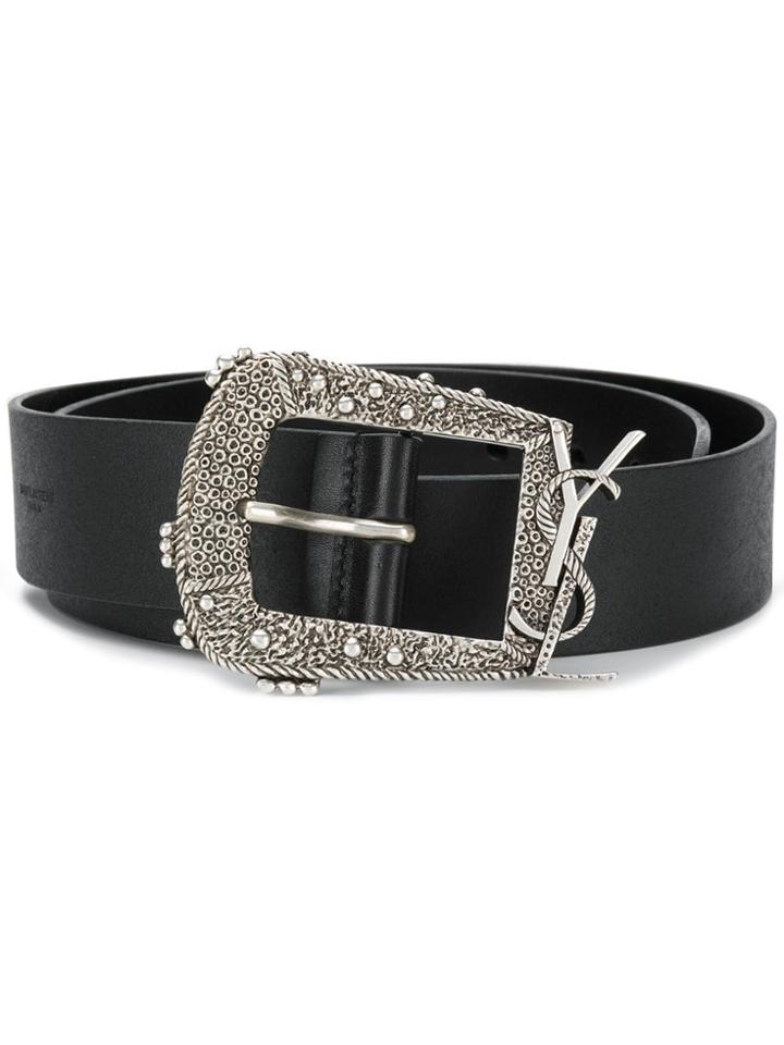 Saint Laurent Cheyenne Monogram Belt - Black