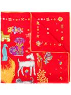 Salvatore Ferragamo Chinese New Year Puppies Scarf - Yellow & Orange