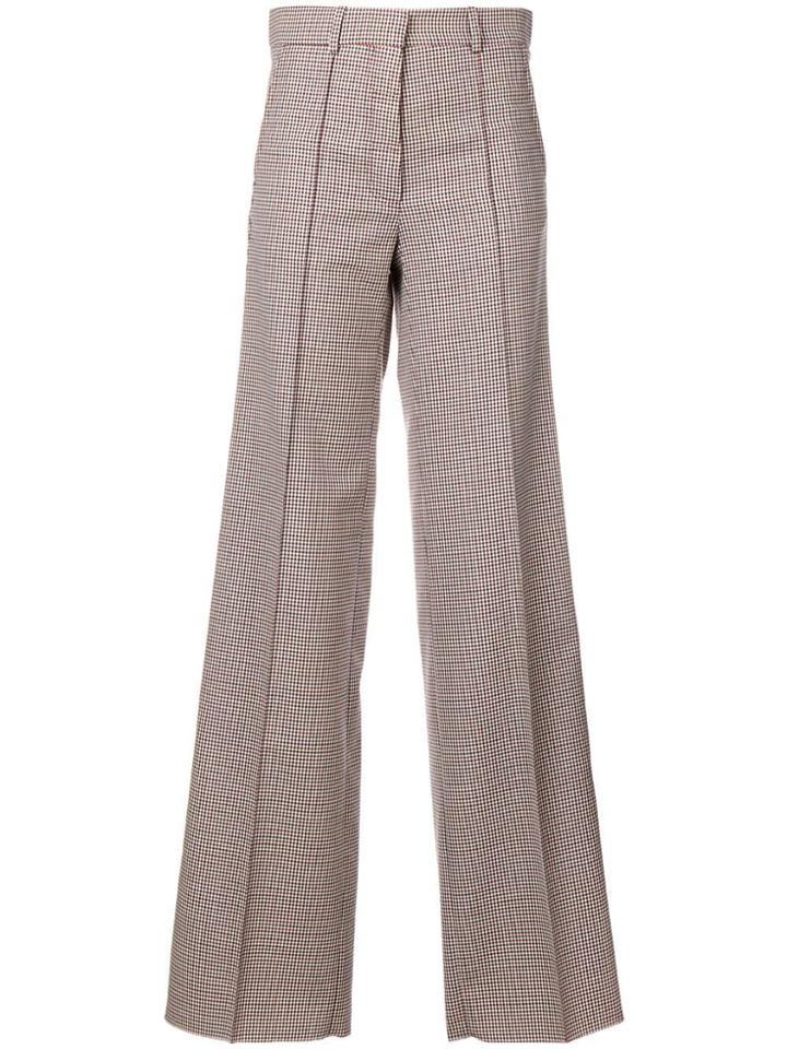 Victoria Beckham Checked Wide-leg Trousers - White