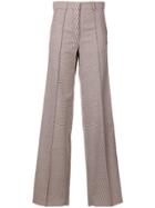Victoria Beckham Checked Wide-leg Trousers - White