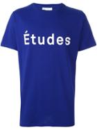 Études Logo Print T-shirt, Men's, Size: Small, Blue, Cotton