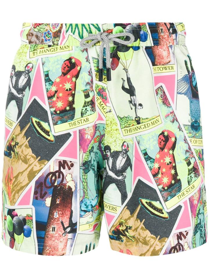 Etro Tarot Cards Print Swim Shorts - Multicolour