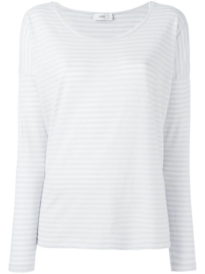 Closed Scoop Neck Striped T-shirt, Women's, Size: Medium, Grey, Cotton/polyester