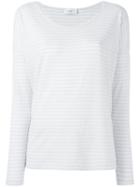 Closed Scoop Neck Striped T-shirt, Women's, Size: Medium, Grey, Cotton/polyester