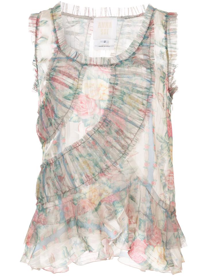 Anna Sui Sheer Ruched Vest Top - Nude & Neutrals