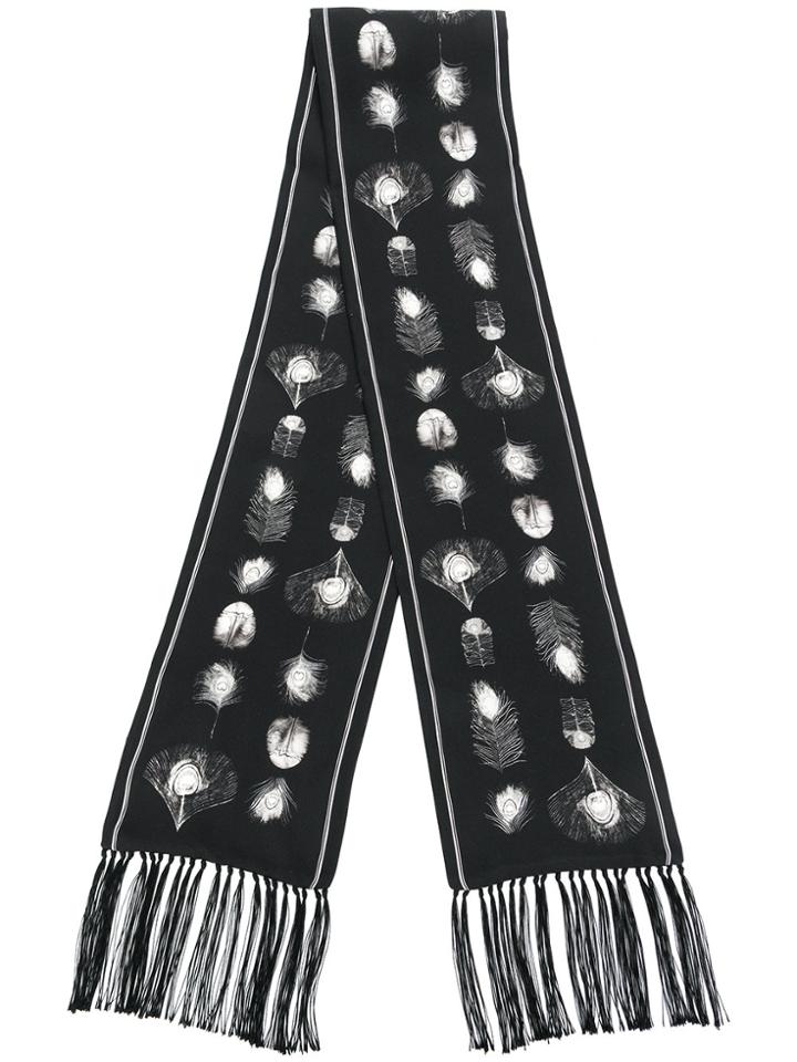 Alexander Mcqueen Feather Print Scarf - Black