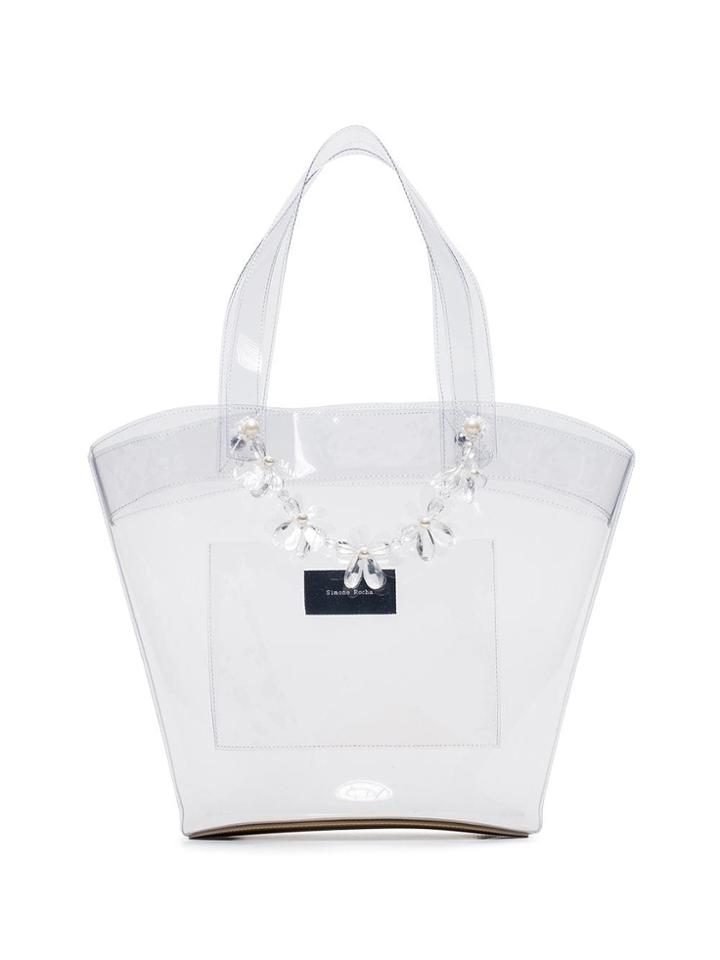 Simone Rocha Transparent Beaded Pvc Tote Bag - Neutrals