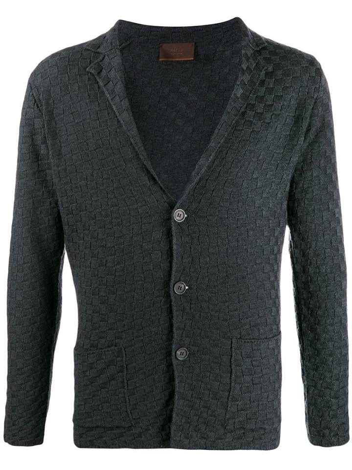 Altea Checked Knitted Cardigan - Grey