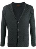 Altea Checked Knitted Cardigan - Grey